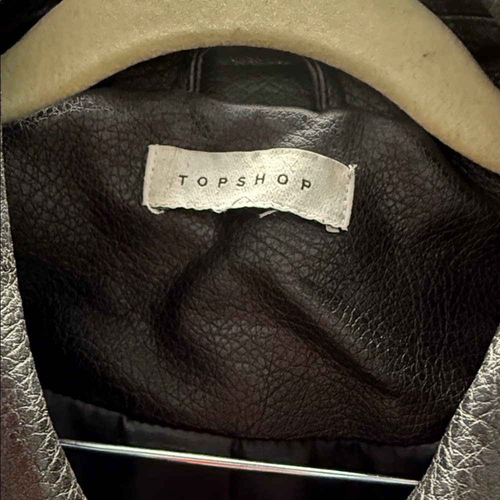 Topshop Faux Leather Dark Brown Jacket - Picture 3 of 4